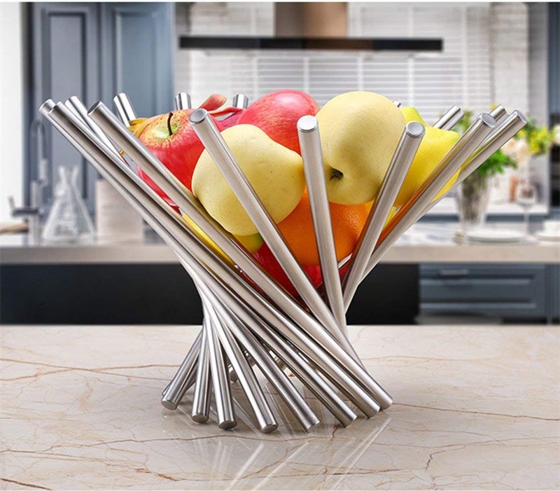 LANDTOMÂ® Creative Stainless Steel Rotation Fruit Bowl/Fruit Basket/Fruit Stand/Fruit Holder with Free Orange Peeler, Silver - Image 2